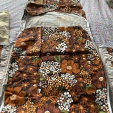 Vintage 1970s Sun Lounger Cover Orange/Brown & White Floral Pattern .NOS