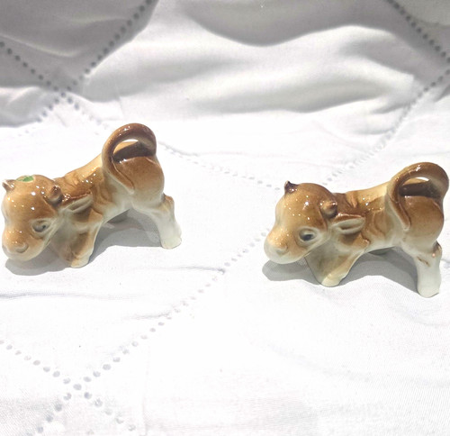 Pair ceramic calf cow - ceramic, calf/cow