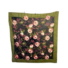 Carol Maguire Home Large Black Floral Tablecloth Square Shabby Chic 58 x 61 RARE