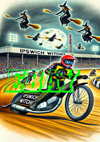 Ipswich witches speedway card - ipswich,