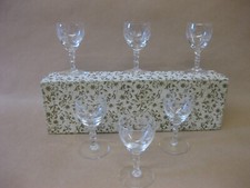 Set Of 6 Vintage Glasses ~ Liqueur / Cordial Glasses ~ Etched Decoration ~ Boxed