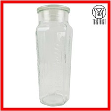 Glass Pasta Storage Jar Canister w Lid Tall Embossed Retro Vintage Made France