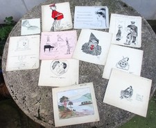 Very Nice Bundle of ORIGINAL Edwardian Pen & Ink Sketches Drawings