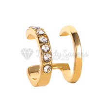 1x Sterling Silver Gold Double Band Clip On Ear Cuff Non Piercing Women Earrings