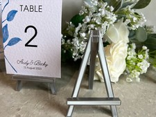 Mini silver easel for wedding table numbers
