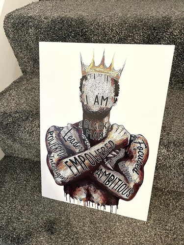 Black man wall print - black,