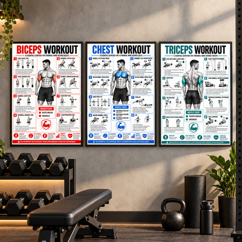 Gym workout exercise posters - gym,