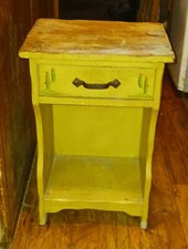 Mexico Inspired Nightstand With Handpaint Catus Wrought-iron Drawer Pull 1930s