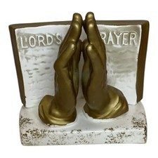 Vintage Enesco Ceramic Prayer Book Planter Vase  The Lord’s Prayer  Ivory Gilded