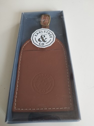 Brown leather luggage tag - leather,