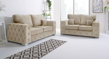 Sikara Plush Velvet FullBack Sofa – 3+2 Seater | Armchair | Footstool Options