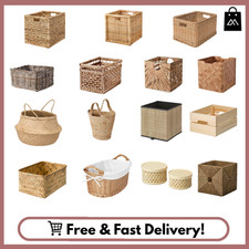 Wicker Willow Paper Rope Basket Storage Bin Waste Paper Basket Bathroom Country