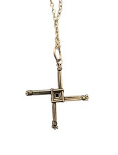 Large St. Brigid's Cross Ireland Irish Gaelic 18” Silver Plated Necklace