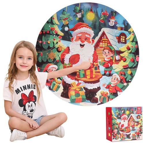 Round jigsaw christmas puzzle - christmas,