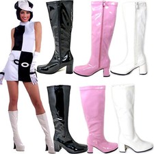 New Women's Fancy Dress Sexy Go Go Knee High Boots Cool 60's 70s Party Sizes 3-8
