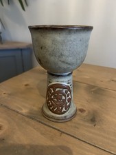 Vintage Tremar UK 1970’s Large Cornish Stoneware Brown Rustic Wine Goblet