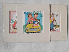 Three Vintage Mounted 1960s