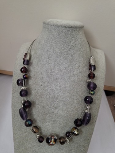 Blue purple glass beaded - blue,