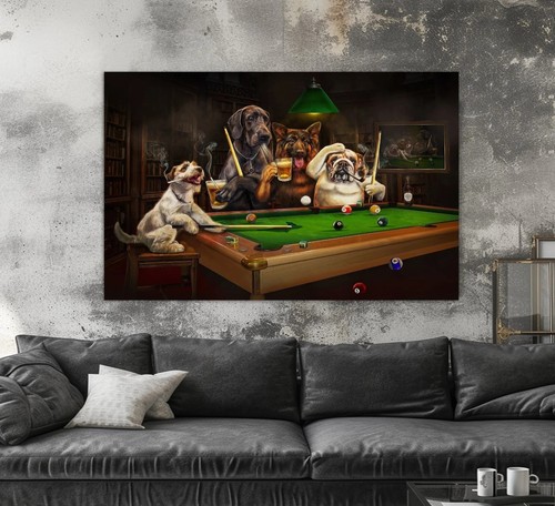 Dogs playing pool funny - dogs,