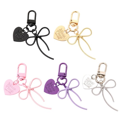 Heart bows bag charm keychain - heart,