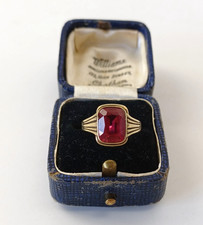 Vintage 8ct Yellow Gold Pink Red Gem Ring Size N 333 8k German (2.21g)