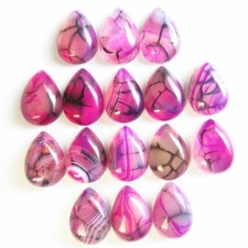 16Pcs 18x13x6mm Peach Black Dragon Veins Agate Teardrop Cab Cabochon T00352
