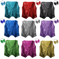 SEQUIN Sparkle WAISTCOAT Dance Party Show Costumes Boys/Girls Dance Wear