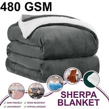 Large Sherpa Blanket Soft Warm Bed Sofa Throw Fleece Blankets Double King Size