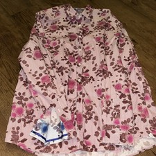 Jeff Banks 24.7 Long Sleeved Floral Stripe Shirt, Pink Multi Vgc Xxl