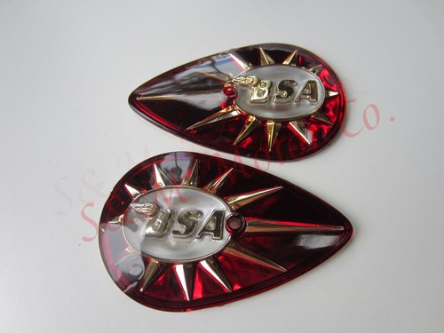 Bsa tank badges red b40 - tank, b44
