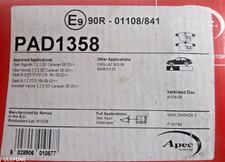 APEC PAD1358 Brake Pad Set Front Fits Cadillac BLS Opel Saab 9-3 Vauxhall used