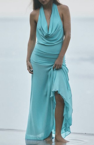 Zara long turquoise plunge - long,