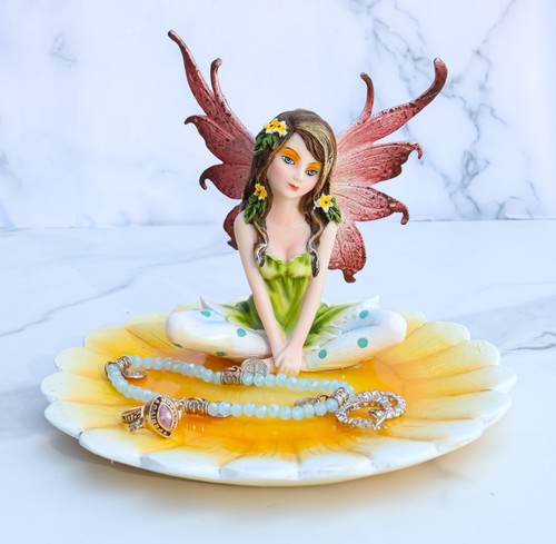 Sunflower fairy jewelry dish - sunflower,