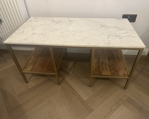Gold metal console table white - gold,