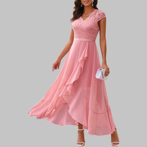 Womens chiffon lace neck - womens, v
