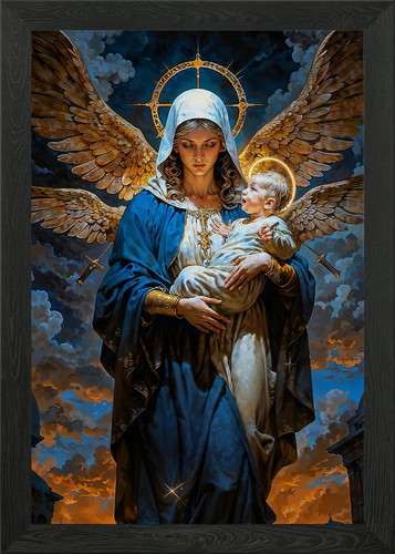 Madonna and child framed - child,