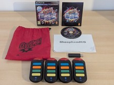 Buzz! Quiz PS3 Wireless 4x Buzzers & USB Wireless Dongle + Music Quiz Game VGC!