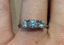 2.44 Carat Lab Created Diamond Trilogy Engagement Ring Platinum Plated 925 L