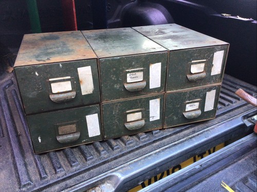 Drawer green metal card - 6-drawer,