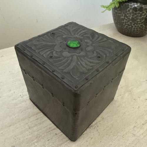Arts crafts pewter box or - &,