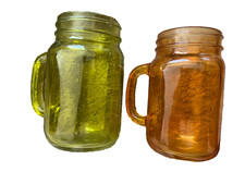 6 COLOURED MASON JAR STYLE