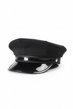 Adult Chauffeur Prom Limousine Driver Black Peaked Cap Hat Fancy Dress Costume
