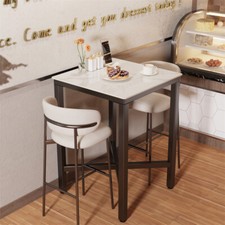 Tall Square Bar Table Small Kitchen Pub Dining Table Steel Frame for 2-4 Chairs