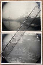 2 x Genuine 1970s Royal Navy Submarine Periscope Photos of a Collision at Sea