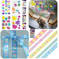 Easter Bonnet Decoration Kit, 30cm Gel Stickers Sheets & Ribbons, Kids Crafts