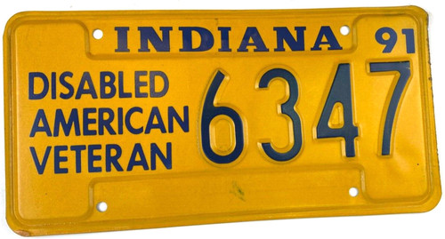 Indiana 1991 auto license - indiana,
