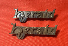TRIUMPH HERALD - VINTAGE METAL CAR BADGES / EMBLEMS - 78  X 25  MM