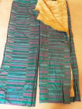 Retro Curtains Lined Teal Green Purple Striped 62"×57" Drop