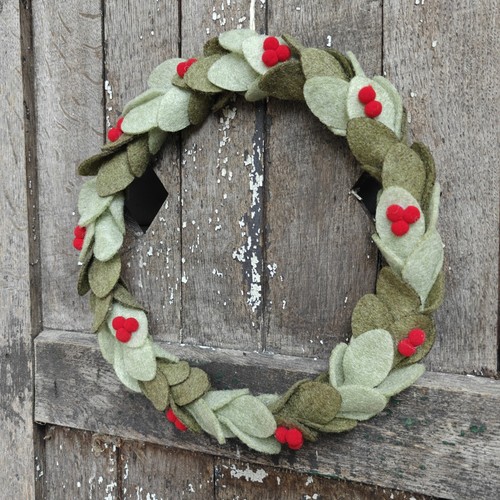 Scandi felt leaves door - leaves, wreath