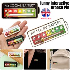 My Social Battery Mood Brooch Pin Interactive Enamel Badge Pins Corsage Badge UK